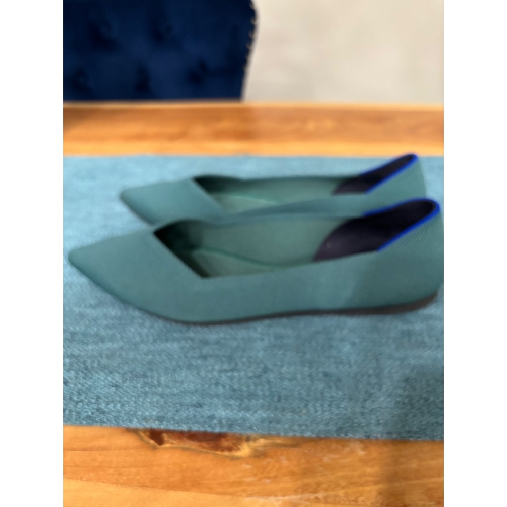 Rothys The Point Dark Emerald Green Pointed Toe Knit Flats Womens 9.5 - Picture 2 of 7